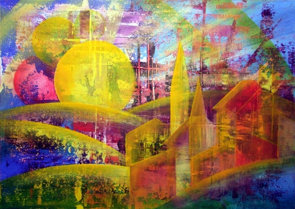 Landschaftsbild abstrakt
Acryl auf Malkarton 50x70cm (2019)
