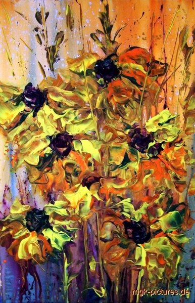 Sonnenblumen (abstrakt in gelb)
Acryl auf Malkarton 60x40cm (2021)
