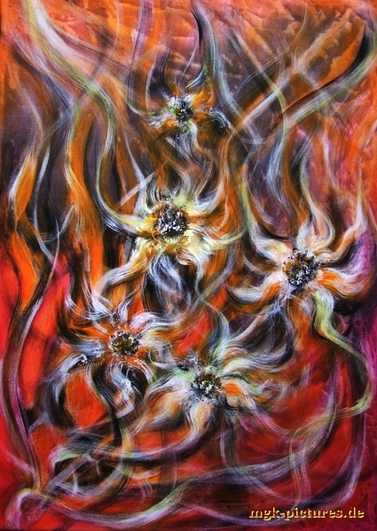 Flammenblumen (Acryl 70x50cm)
